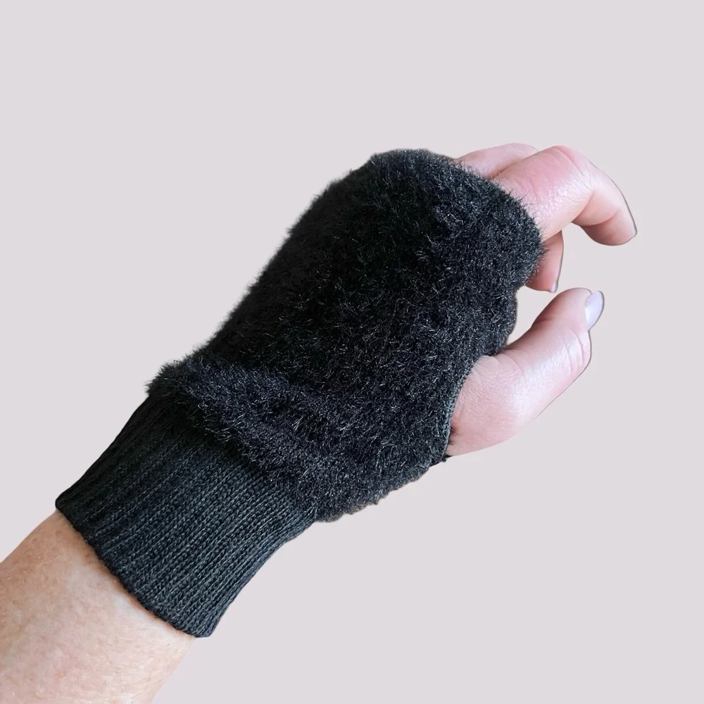 Black Fingerless Warm and So Soft Gloves